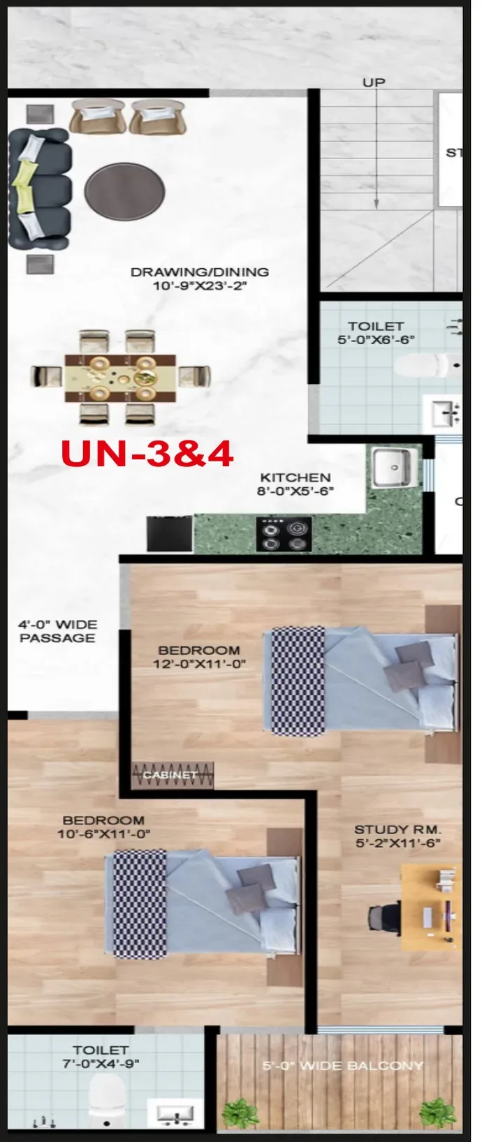 2BHK + Study floor plan for work from home, Sorrel Heights 2BHK + Study floor plan for work from home, Sorrel Heights