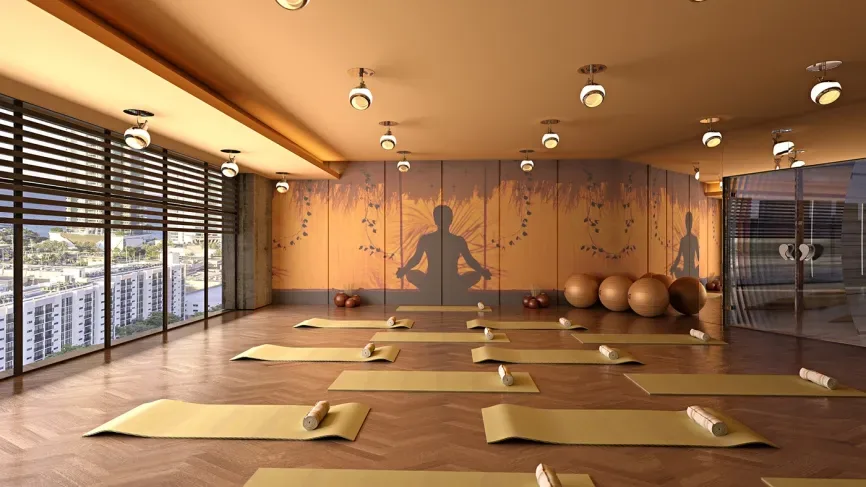 Society with yoga room in Greater Noida West — Sorrel Heights recreation room Society with yoga room in Greater Noida West — Sorrel Heights recreation room